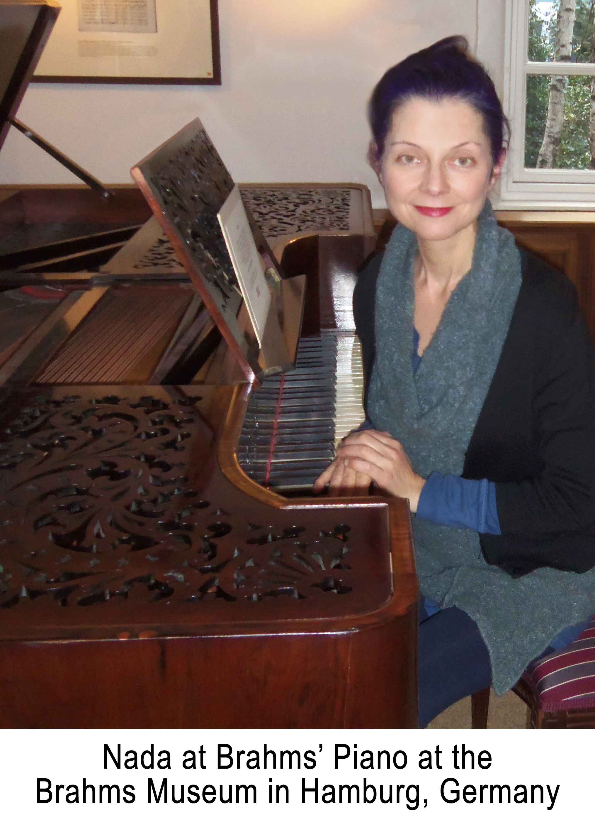 Nada in Hamburg at Brahms piano at the Brahms Museum, Hamburg, Germany-w Nada in Hamburg at Brahms piano at the Brahms Museum, Hamburg, Germany