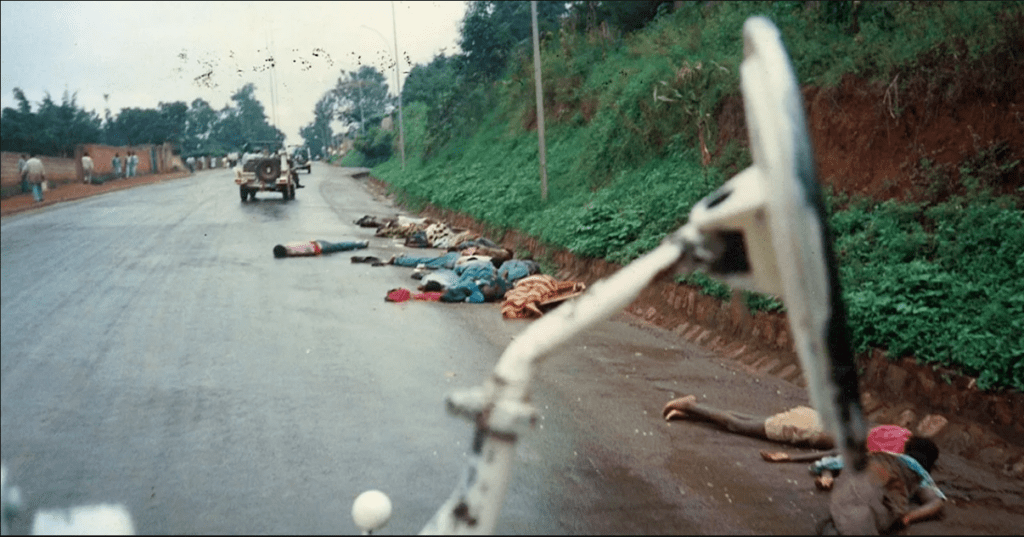 Tutsis killed and left by the side of the road in the Rwandan Genocide