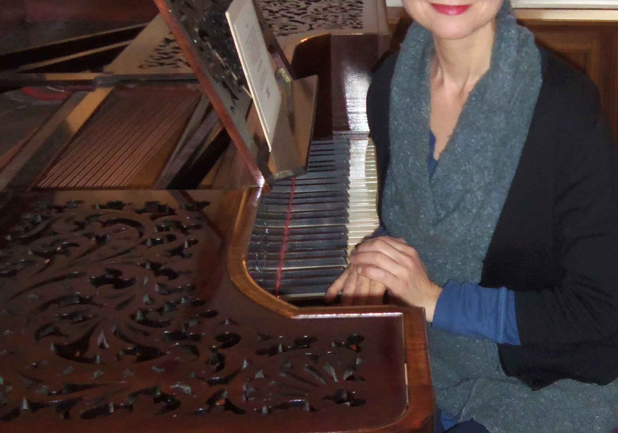 Nada in Hamburg at Brahms piano at the Brahms Museum, Hamburg, Germany